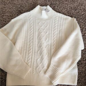 GAP Cream Cable Knit Turtleneck Sweater